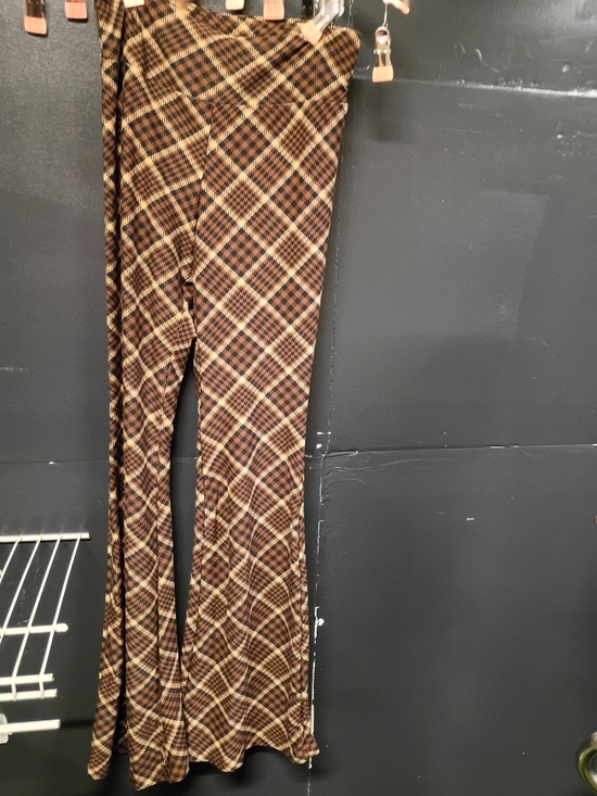 No Boundaries Pants - Brown Plaid Flared Pants